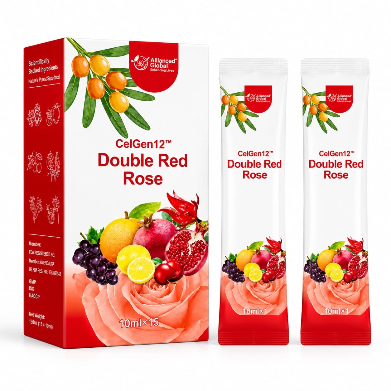 CelGent2 Double Red Rose